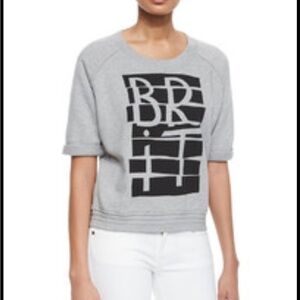Burberry Brit Womens Short Sleeve Brit Graphic Sweatshirt Gray Logo Back Sz L